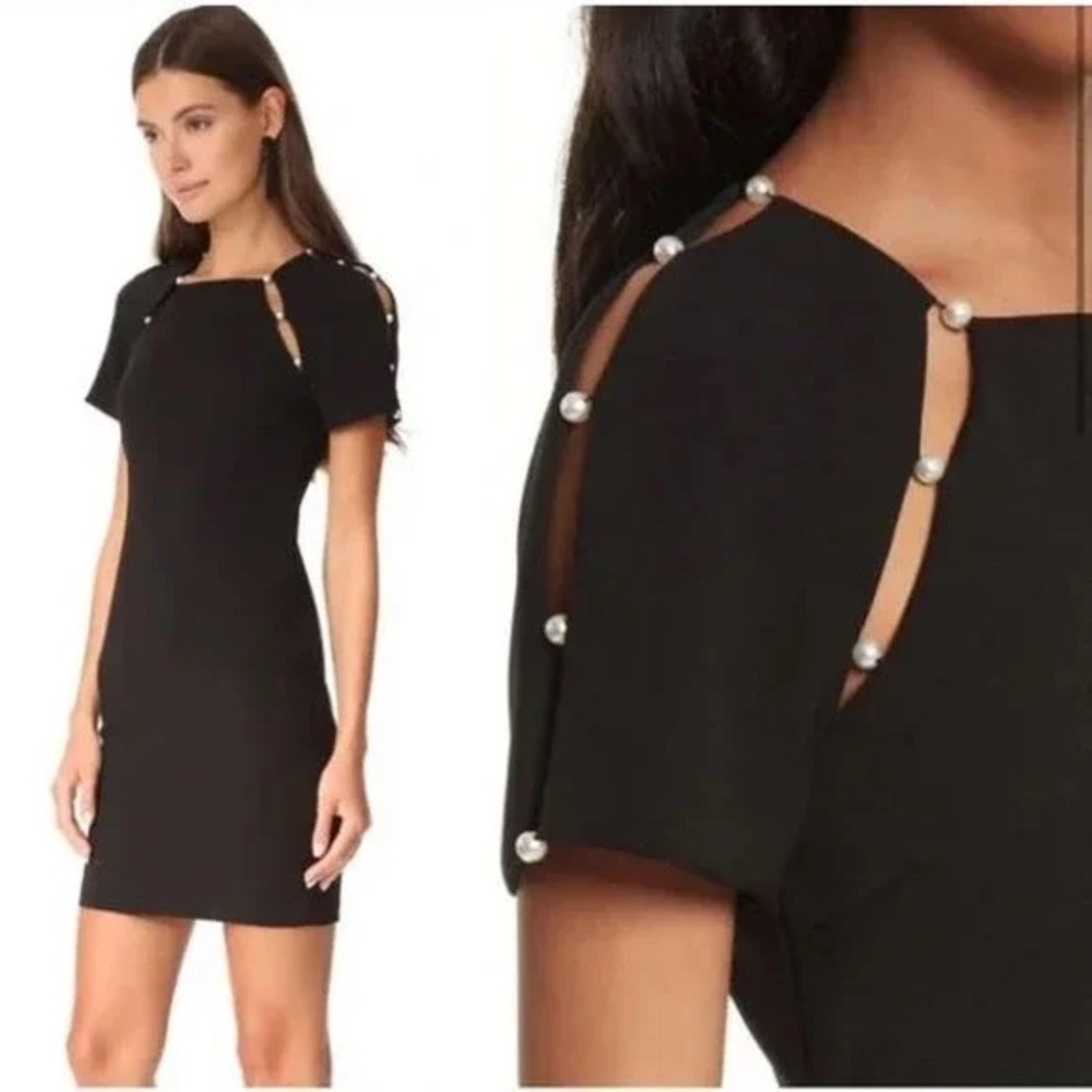 Alice + Olivia Black Mini Dress with Pearls